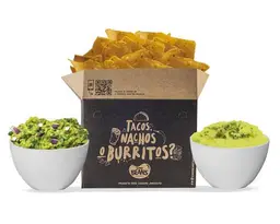 Caja De Nacho Mas Hummus Y Guacamole