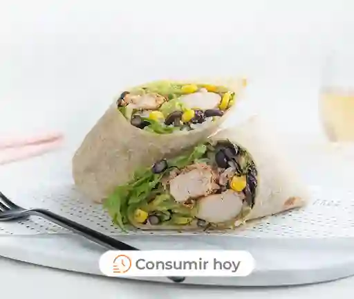 Wrap Pollo Al Pastor Con Arroz Y Porotos Negros