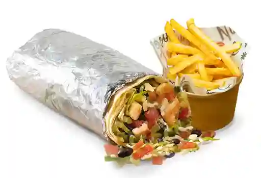 Arma Tu Burrito De Pollo + Papas Fritas