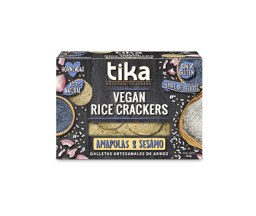 Galletas Vegan Rice Crackers Amapola Tika, 100 G