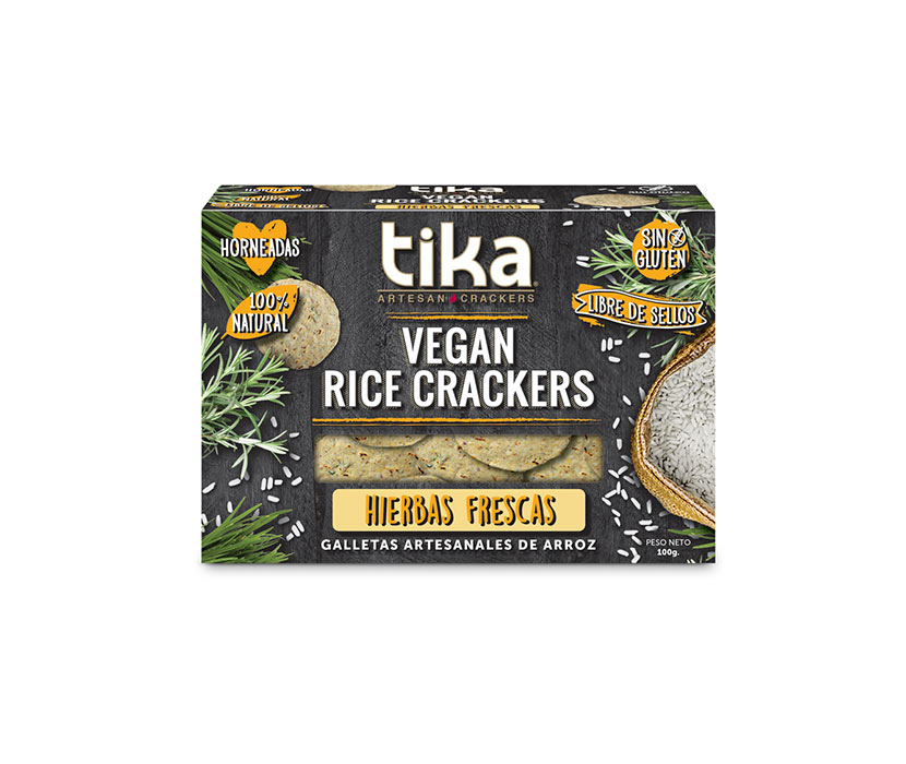 Galletas Vegan Rice Crackers Hierba Fresca Tika, 100 G