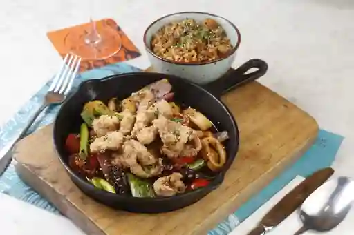 Mixtura Mariscos Al Wok Con Arroz De Pc