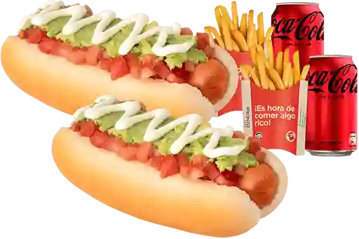 2 Completos + 2 Papas + 2 Bebidas 350cc