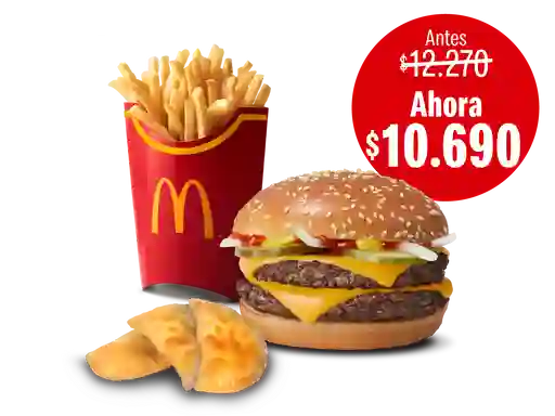 Doble Cuarto De Libra + Papa Grande + Empanadas