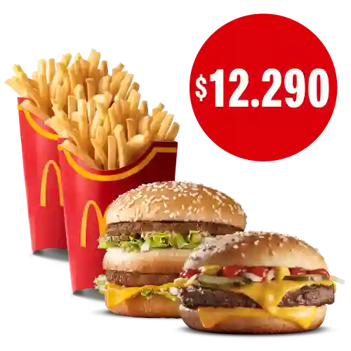 Cuarto De Libra Más Big Mac Acompañado De 2 Papas Grandes