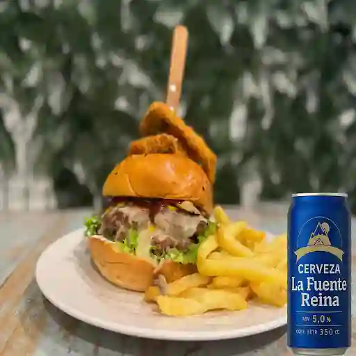 Burger Larraín Doble+ Cerveza Lata