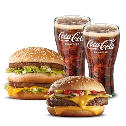 1 Hamburguesa Bigmac + 1 Hamburguesa Cuarto De Libra + 2 Bebidas