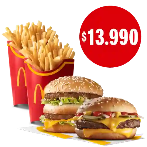 Big Mac + Cuarto De Libra + 2 Papas Grandes