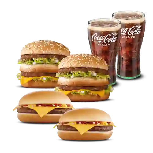2 Big Mac Más 2 Hamburguesas Queso Y Dos Bebidas Grandes.