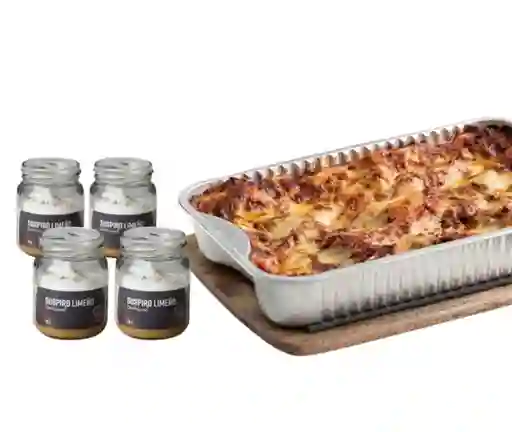 Lasaña Familiar + 4 Postres Individuales Menú Para 4 Personas