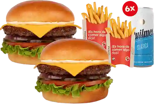 2 Ham Simples+ 2 Papas Grandes+ 6quilmes