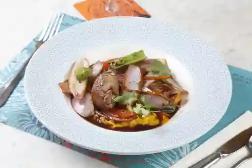 Risotto De Aji Amarillo Con Lomo Saltado