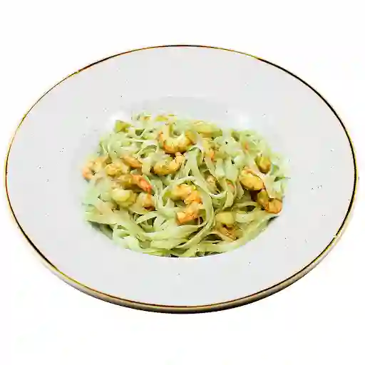 Fetuccini De Camaron Y Pesto