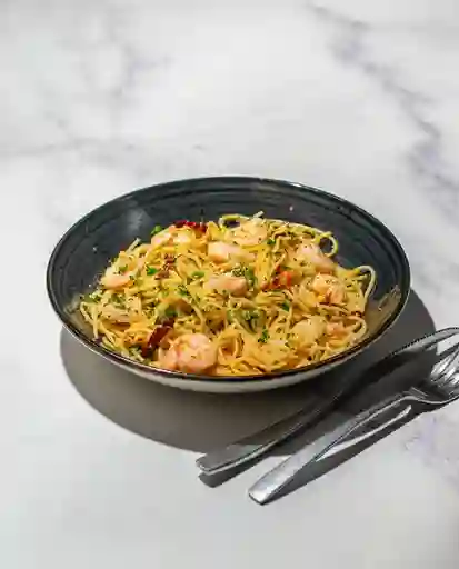 Spaghetti Al Ajillo Con Camarones