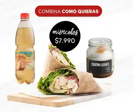 Menú Del Día: Miércoles Wrap Pollo Parmesano + Agua + Acompañamiento