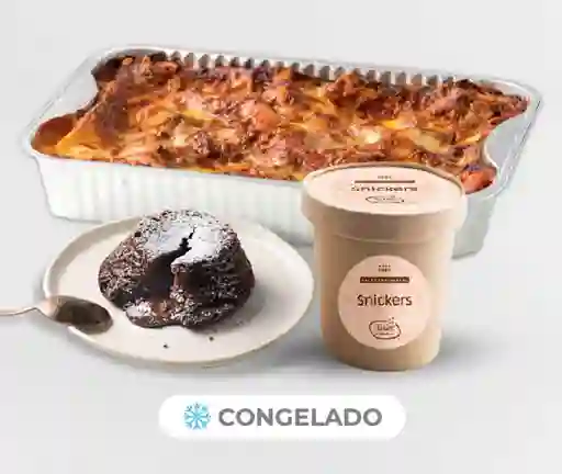 Lasaña, Helado & 4 Volcanes De Chocolate Menú Para 4 Personas