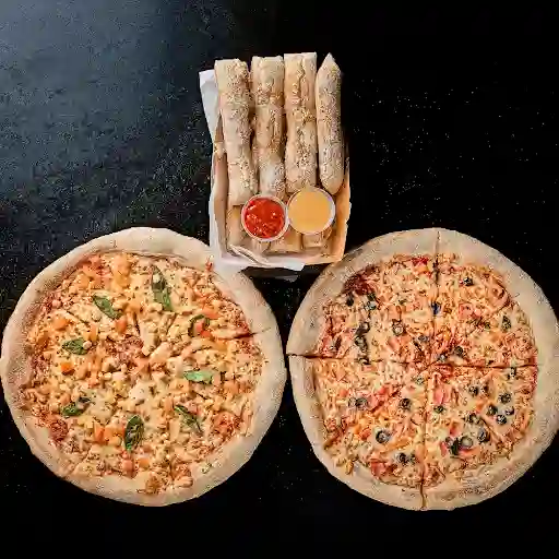 2 Pizzas + Acompañamiento