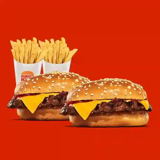 2 Hamburguesa Queso + 2 Papas Grandes