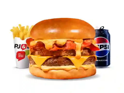 Combo Hamburguesa Cheddar Bacon Doble